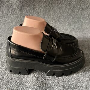 ALDO Grandwalk Chunky Platform Penny Loafers Black Shoe Size 8 Heavy Lug Sole